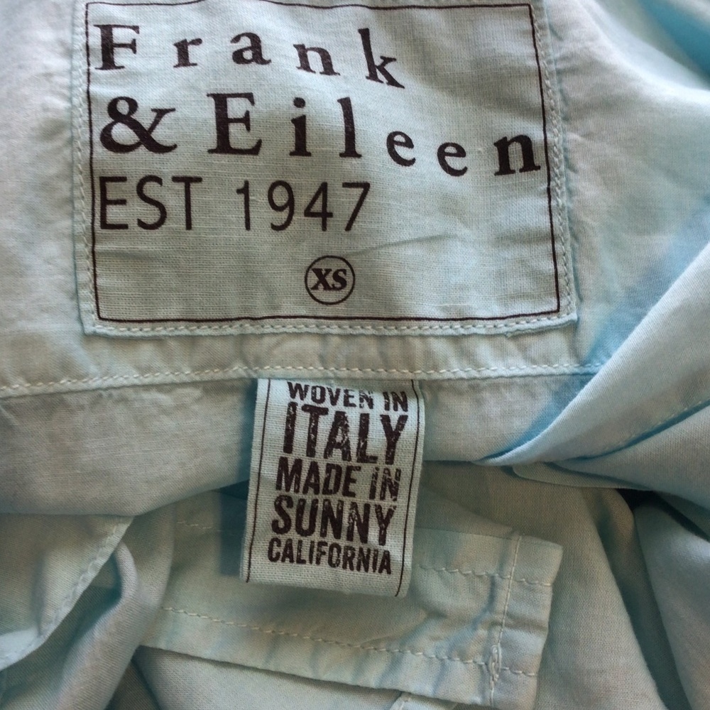Frank & Eileen Eileen Button Down Shirt XS Aqua Blue Italian Cotton Relaxed Fit - Picture 10 of 10
